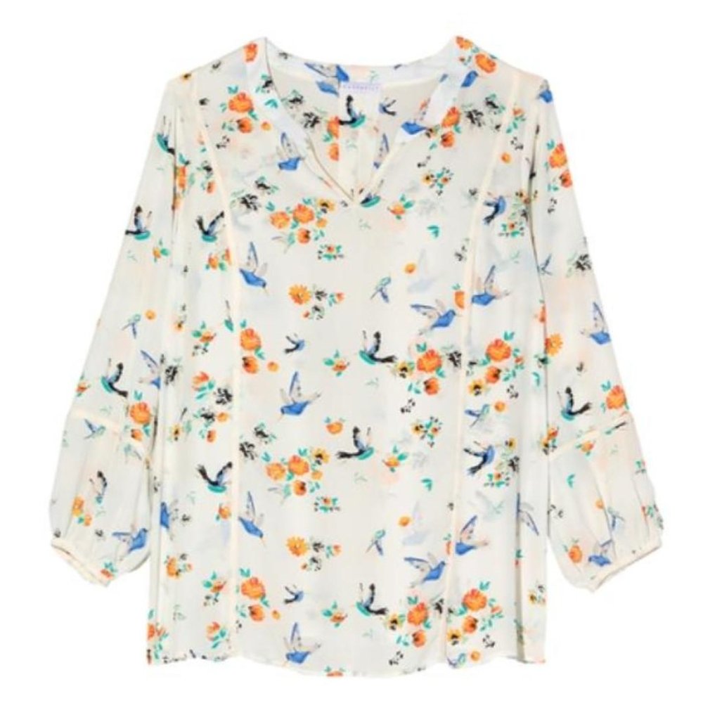 Marybelle floral and bird blouse, dressy or casual 3X